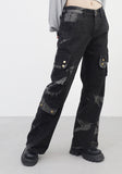 Glitch washing denim pants
