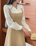 Nad Color Matching Collar Tweed Flare One Piece