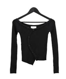 Curved off-shoulder knit