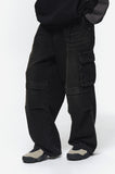 Wide cut cargo denim pants