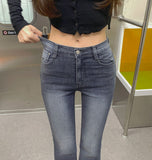 Hip Pad Back Pocket Embroidery Slim Bootcut Span Denim Pants