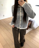 Sone Nordic Round Neck Long Sleeve Knit Cardigan