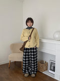 Roncoy Banding Brushed Check Wide Pants