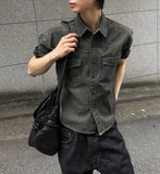 Washing Khaki Crop Shirt