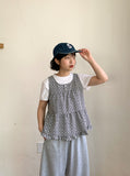 Dilte Check Flower Sleeveless Blouse