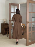 [Hairband Set] Macy Collar Wrap Shirt Banding Long Skirt Set