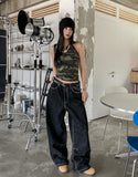 Military color matching line halter top