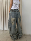 Dirty Washed Keychain Strap Carpenter Denim Pants