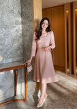 Meisha tweed ribbon flare one piece