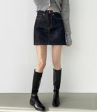 Body Shape Cover Stitch Raw Casual Mini Skirt