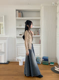 Gabel damage slit button long sleeve cardigan