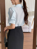 Tibet Stripe Puff Shirt Blouse