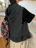 [BAONHAUS] Kenmot Nylon Frill Hood Zip-up Vest