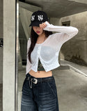 Summer Snap Button See-through Crop Cardigan