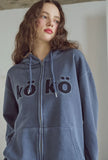 [2-WAY] KOKO Applique Pigment Hooded Zip-Up