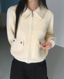 Lawson Flap Pocket Angora Fur Collar Zip-up
