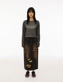 Damaged Washing Denim Long Skirt