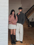 Basic Over Fit High-Neck Half Zip-Up Knit