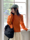 Rolf Cable Round Crop Long Sleeve Knit