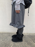 Hillan Wool Frill Banding Midi Skirt