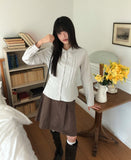 [MADE] Hupi Pin Tuck Button V-Neck Collar Long Sleeve Shirt