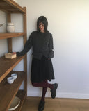 Inz diagonal button turtleneck collar cardigan