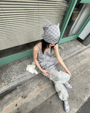 [SET] Binbeul Check Bandana Strap Layered Sleeveless One Piece