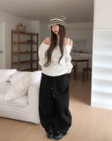 Liik Back Cross Studded Cotton Pants