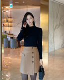 Albina Wool Button Mini Skirt