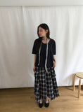 [BAONHAUS] Chemini Check Unbalance Long Skirt