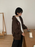 Cohidden Embroidery Printing Two-Way Over Hood Zip-Up