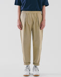 Deep tuck loose fit tapered banding pants