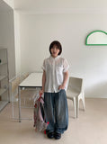 Mutella summer denim balloon wide pants