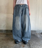 Kenshi Side Folding Washing Wide Denim Pants