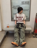 Make lettering print short sleeve t-shirt