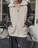 Bomb Cowichan color matching knit zip-up