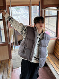 Snow Falling Design High-Neck Knit Zip-Up
