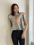 [10% wool] Baon Boucle Semi Turtleneck Knit Cardigan Set