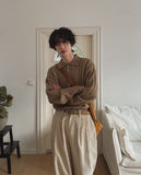 Lot cable button collar knit