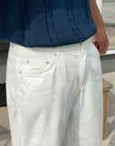 Non-fade White Wide Denim Pants