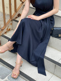 Cheline high neck sleeveless strap long one piece