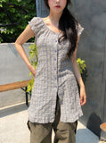 Tifo Shirred Puff Check One Piece