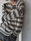 [LAN ARCHIVE] Shoulder Button Stripe Knit