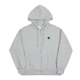 Clover smile embroidery hooded zip-up