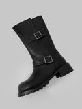 1132 Fold Buckle Middle Boots (4 cm)