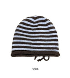Striped Back Strap Wool Beanie