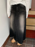 Lots Washed Cutting Denim Long Skirt