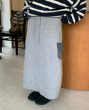 Ichimo banding brushed fleece cargo long skirt