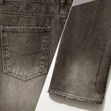 Gray Tin Damage Denim Pants