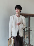 Shaki Tweed Round Jacket